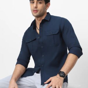 Men's Maroon Cotton Full Sleeve Regular Fit Casual Solid Shirt