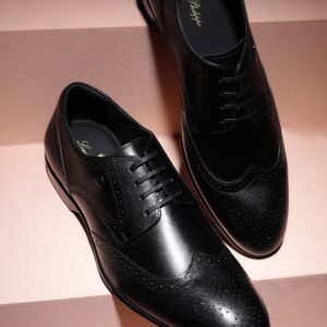 Men Black Leather Lace Up Shoes